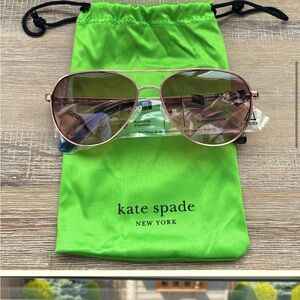 Kate Spade Sunglasses Brand New Emmaline Rose Gold Aviator Sunglasses